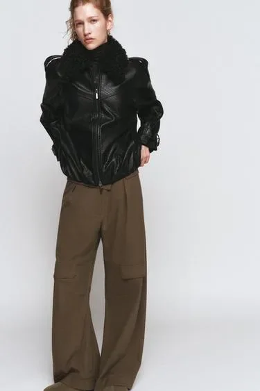 Пилотка из искусственной кожи коллекции zara woman