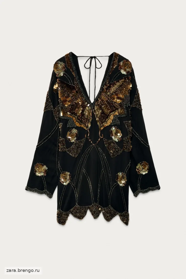 Короткое платье с вышивкой и пайетками marisa berenson x zara