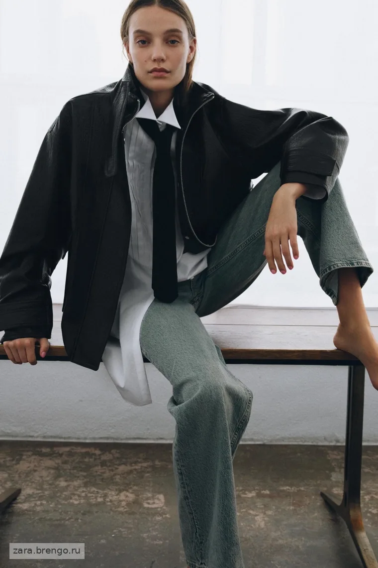 Куртка oversize с эффектом кожи коллекции zara woman