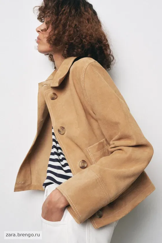 КУРТКА ИЗ 100% ЗАМШИ — коллекция Zara «ZW», 