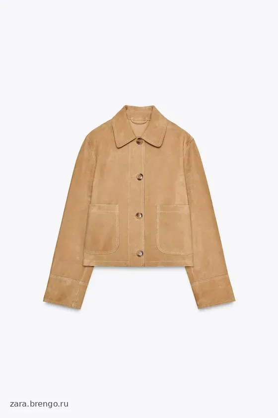 КУРТКА ИЗ 100% ЗАМШИ — коллекция Zara «ZW», 