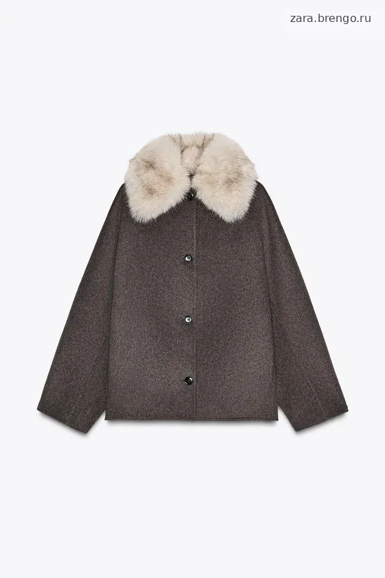 КУРТКА ИЗ ШЕРСТИ С МЕХОВЫМ ВОРОТНИКОМ — коллекция Zara «ZW»