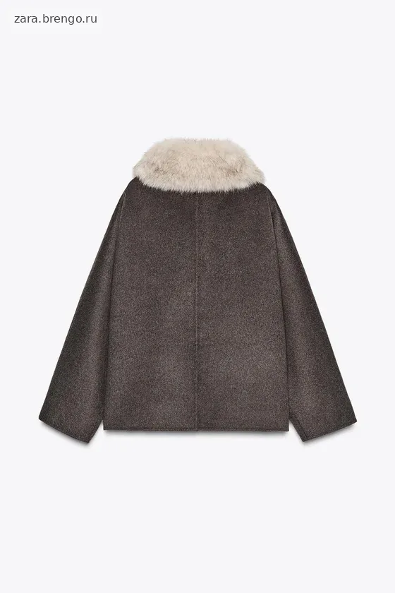 КУРТКА ИЗ ШЕРСТИ С МЕХОВЫМ ВОРОТНИКОМ — коллекция Zara «ZW»