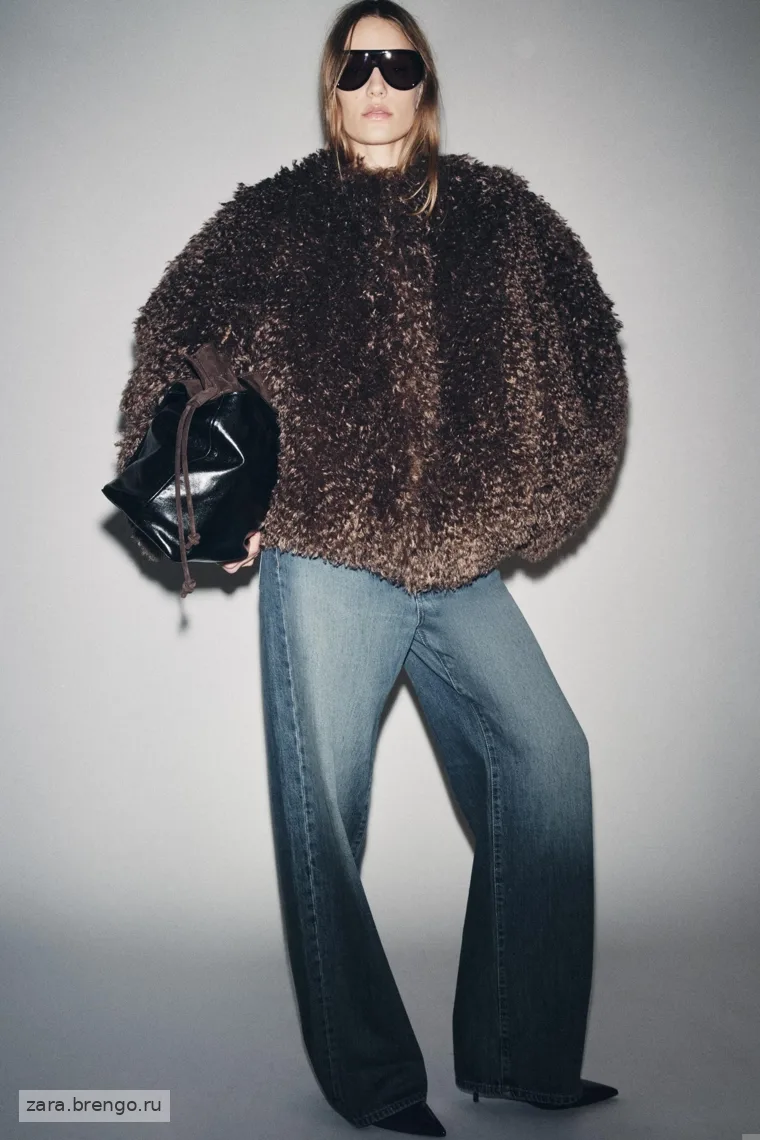 Пальто из искусственного меха коллекции zara woman