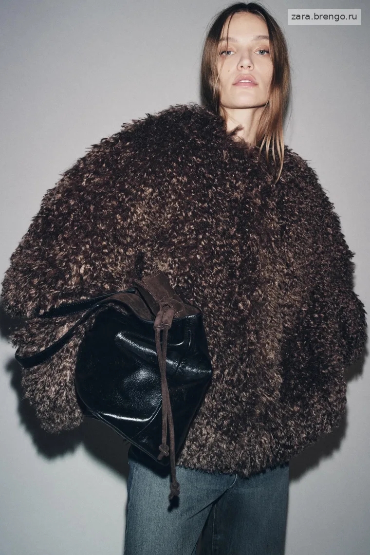 Пальто из искусственного меха коллекции zara woman