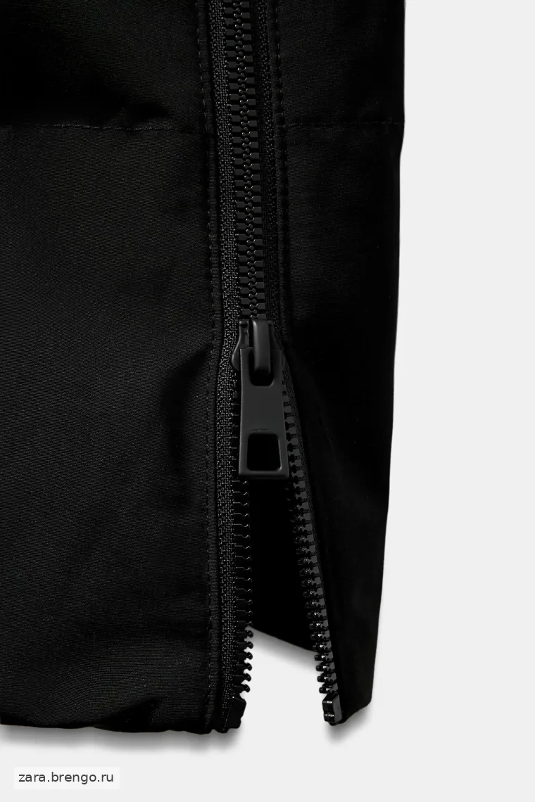 Пуховик zara с капюшоном от ветра и воды extra long