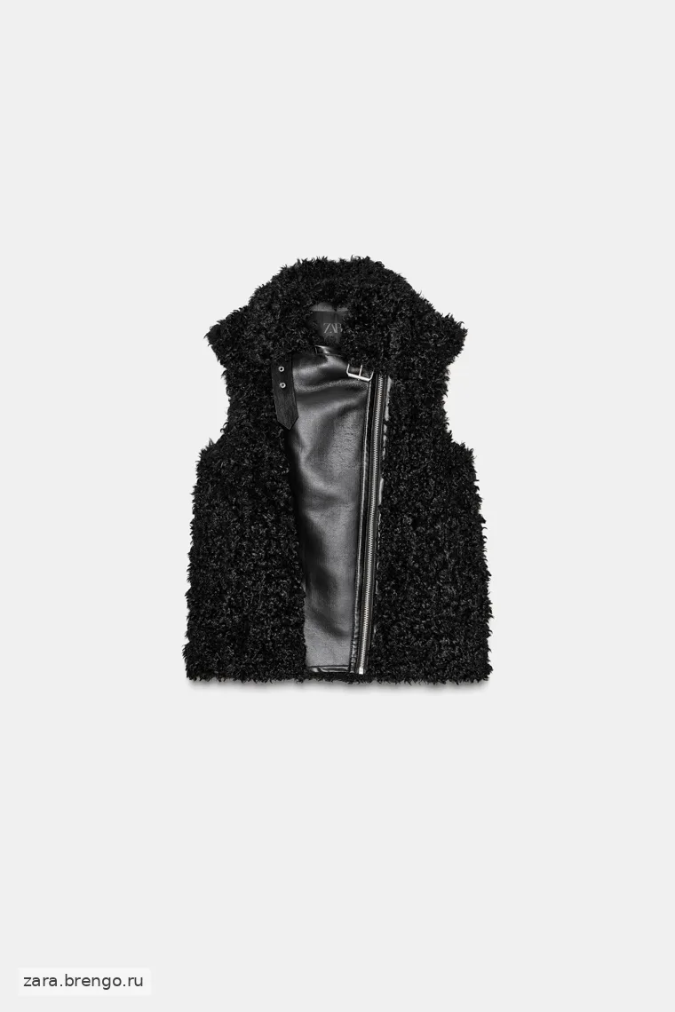 Жилет из меха искусственного овчины Zara «ZW» с обратной стороной