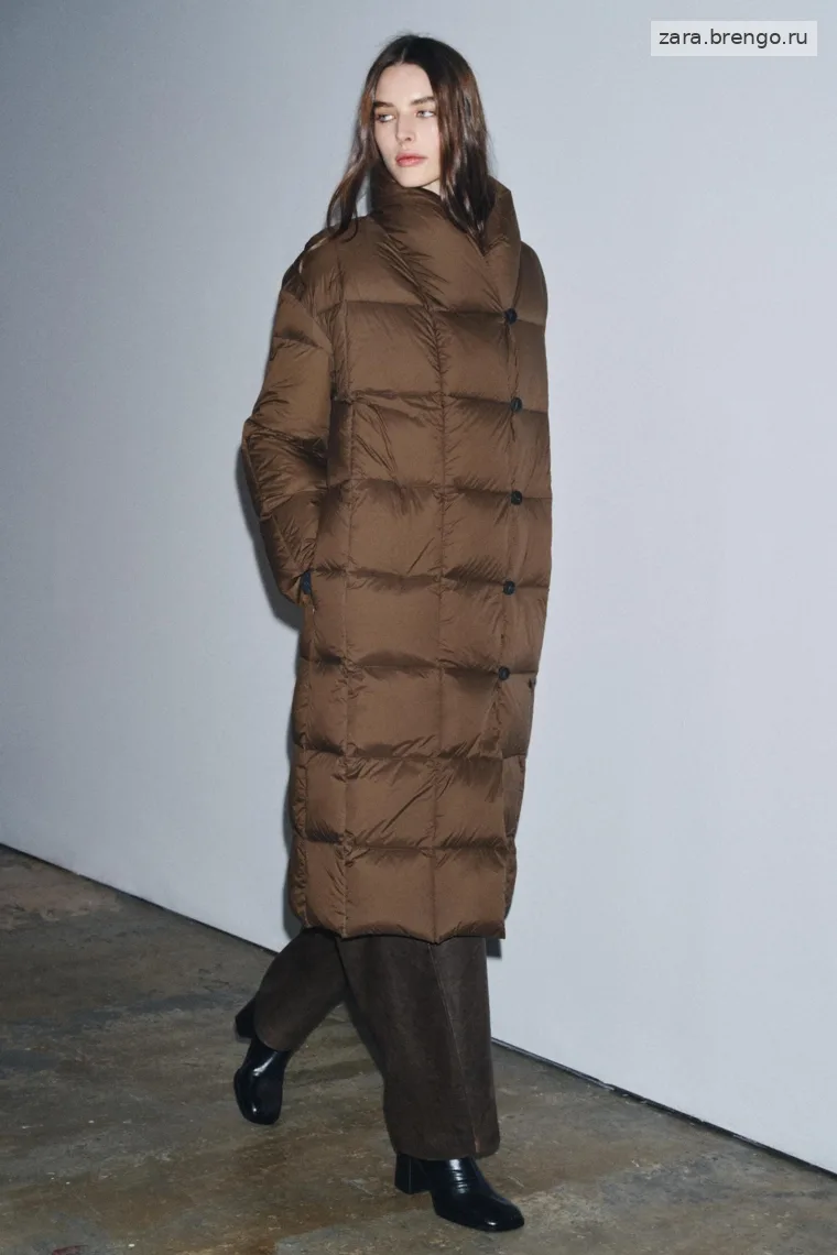 Пуховик Zara «ZW» длинный с поясом