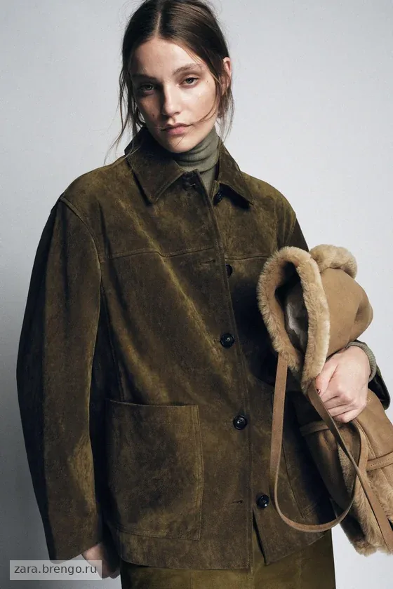 КУРТКА ИЗ ЗАМШИ С КАРМАНАМИ — коллекция Zara «ZW» 