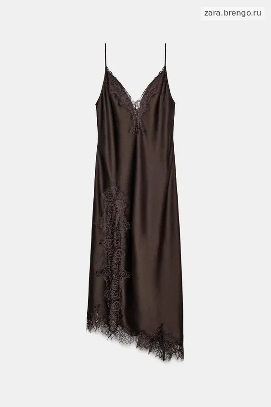 АТЛАСНОЕ ПЛАТЬЕ С КРУЖЕВОМ — коллекция Zara «ZW»