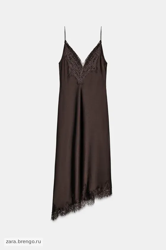 АТЛАСНОЕ ПЛАТЬЕ С КРУЖЕВОМ — коллекция Zara «ZW»