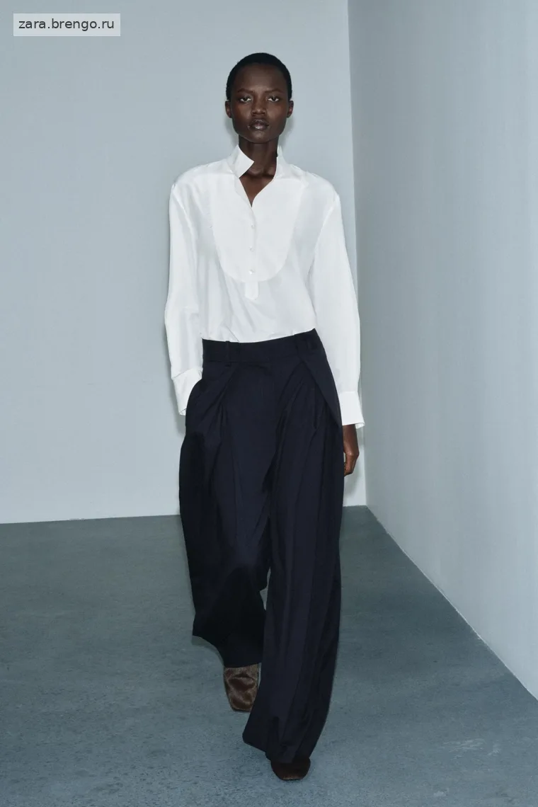 Широкие брюки Zara «ZW» с ластиком и защипами