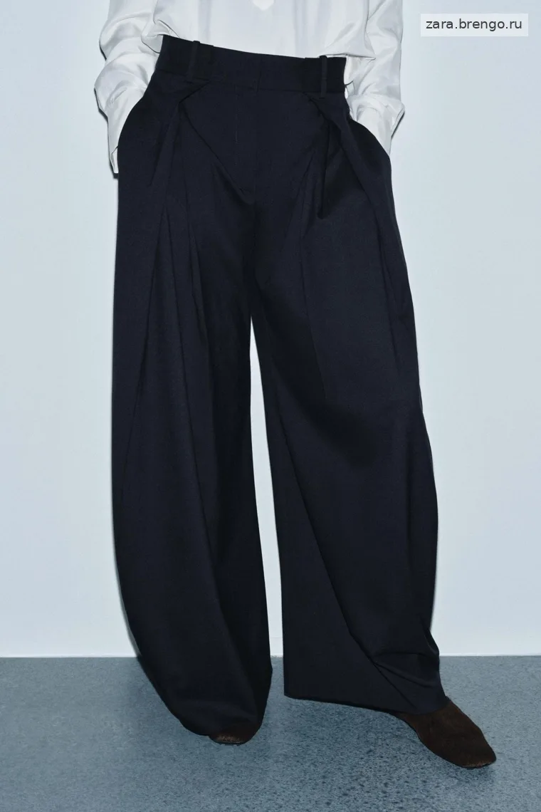 Широкие брюки Zara «ZW» с ластиком и защипами