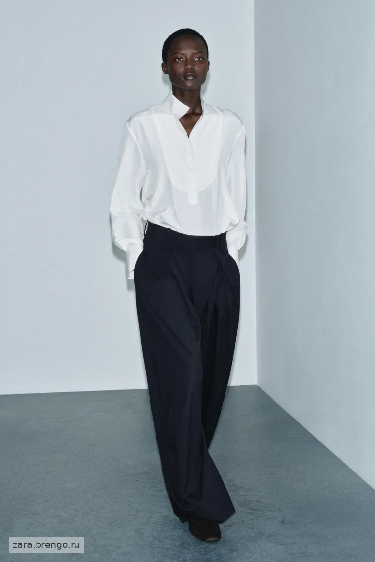 Широкие брюки Zara «ZW» с ластиком и защипами