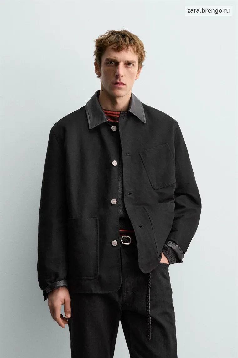 Куртка из комбинированной кожи эрон левин для zara