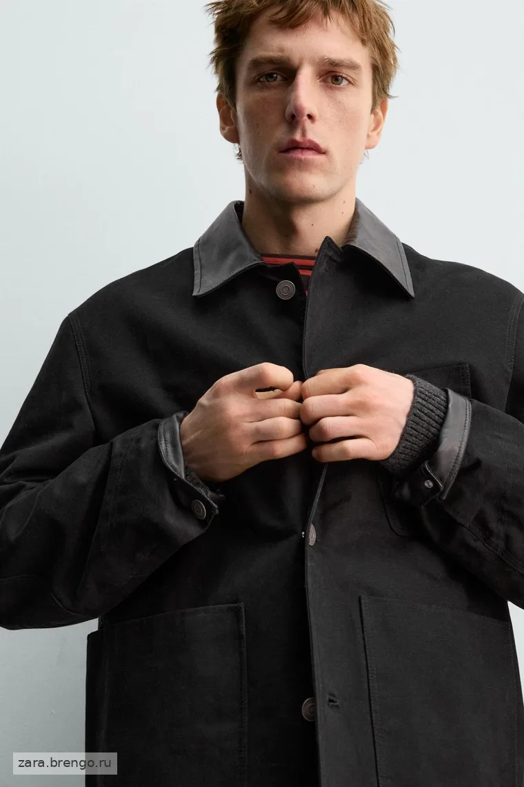 Куртка из комбинированной кожи эрон левин для zara
