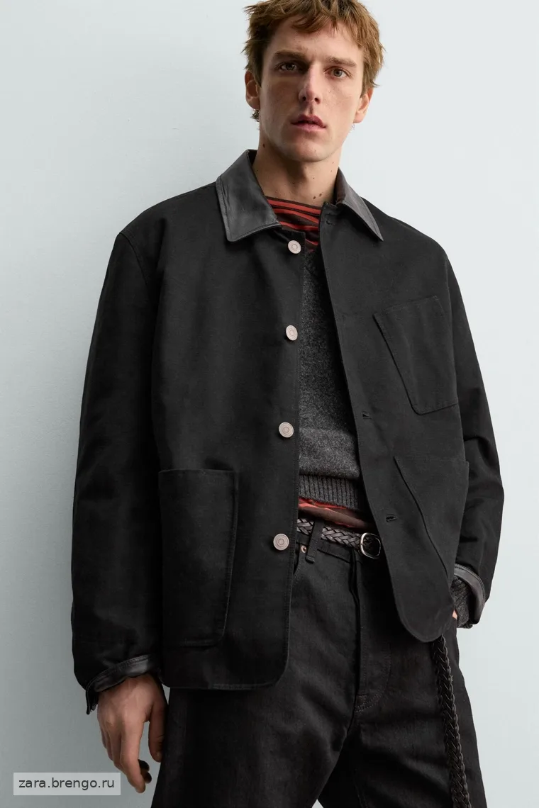 Куртка из комбинированной кожи эрон левин для zara