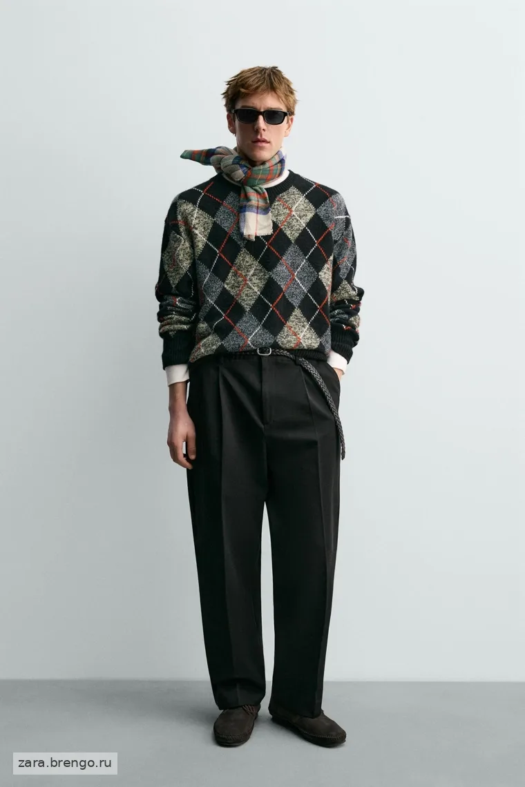 Кофта с узором аргайл из 100% кашемира эрон левин для zara