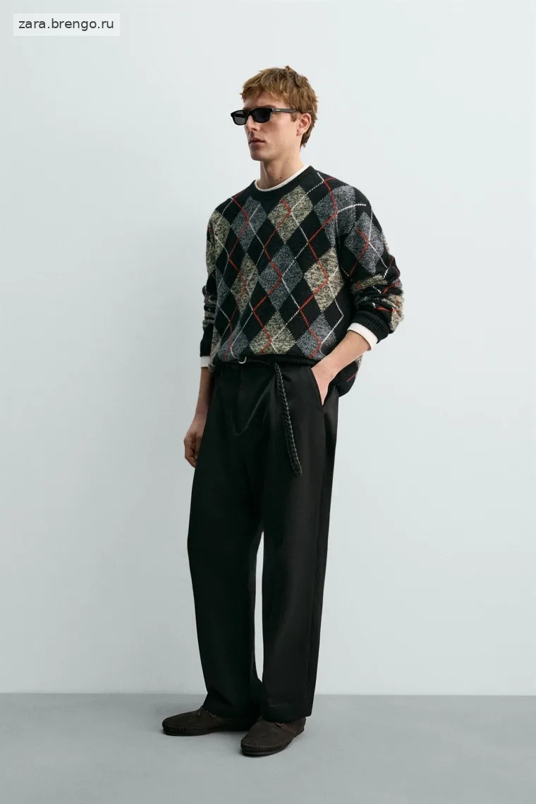 Кофта с узором аргайл из 100% кашемира эрон левин для zara