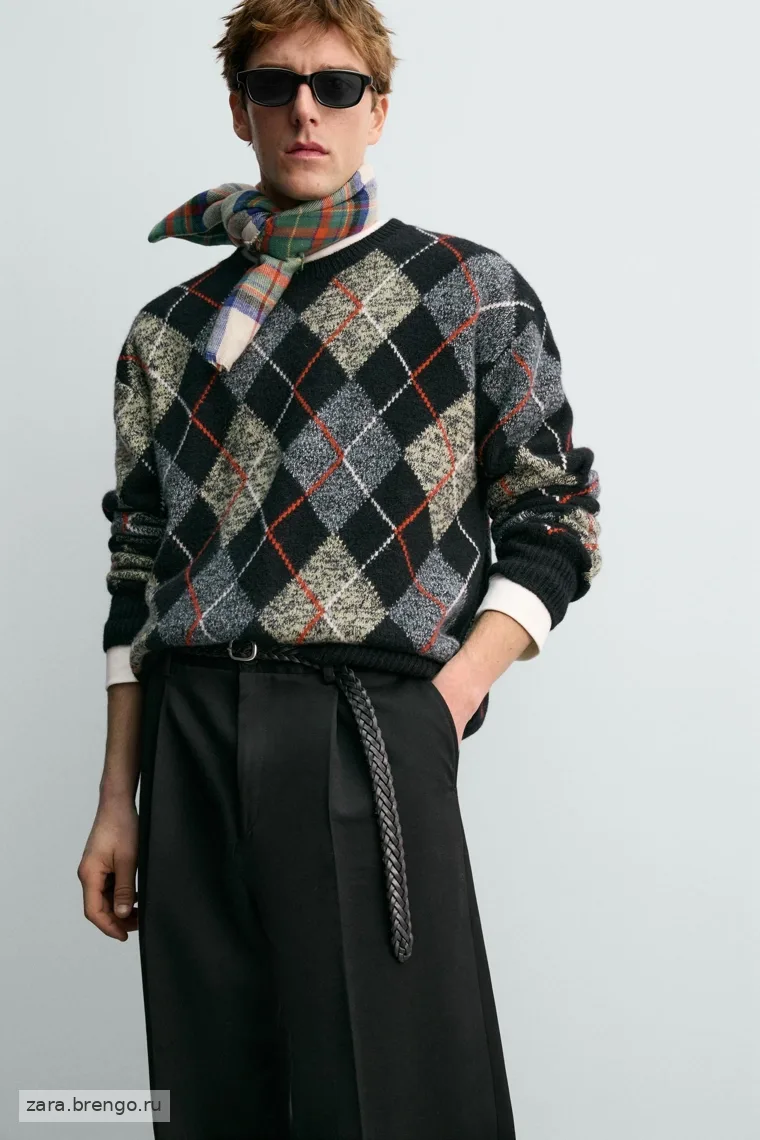 Кофта с узором аргайл из 100% кашемира эрон левин для zara