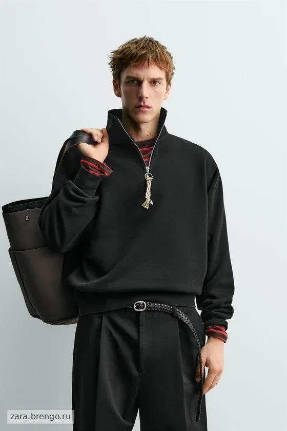 ТОЛСТОВКА С ВОРОТНИКОМ НА МОЛНИИ И ЛЕНТОЙ Zara «Aaron Levine»