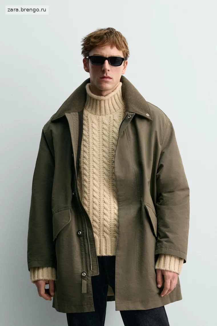 Техническая парка с контрастным воротником Zara «Aaron Levine»