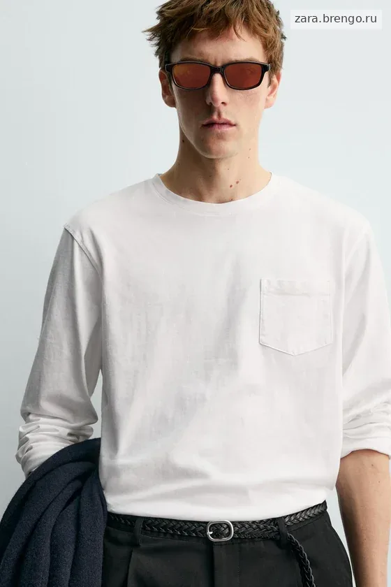 ФУТБОЛКА С ДЛИННЫМИ РУКАВАМИ И НАГРУДНЫМ КАРМАНОМ Zara «Aaron Levine»