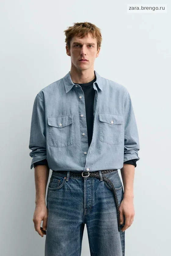 РУБАШКА ИЗ ДЖИНСОВОЙ ТКАНИ CHAMBRAY Zara «Aaron Levine»