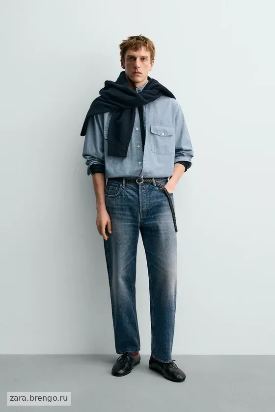 РУБАШКА ИЗ ДЖИНСОВОЙ ТКАНИ CHAMBRAY Zara «Aaron Levine»