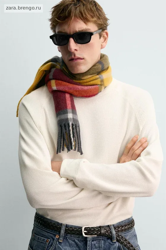 ШАРФ ИЗ СМЕСОВОЙ ШЕРСТИ В КЛЕТКУ Zara «Aaron Levine»