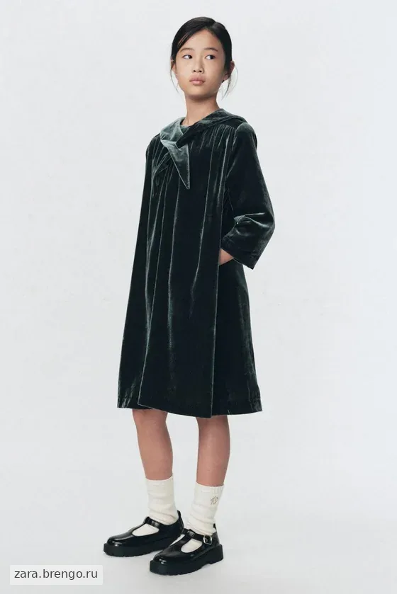 Бархатное платье с съемным шарфом Zara «Soshiotsuki»