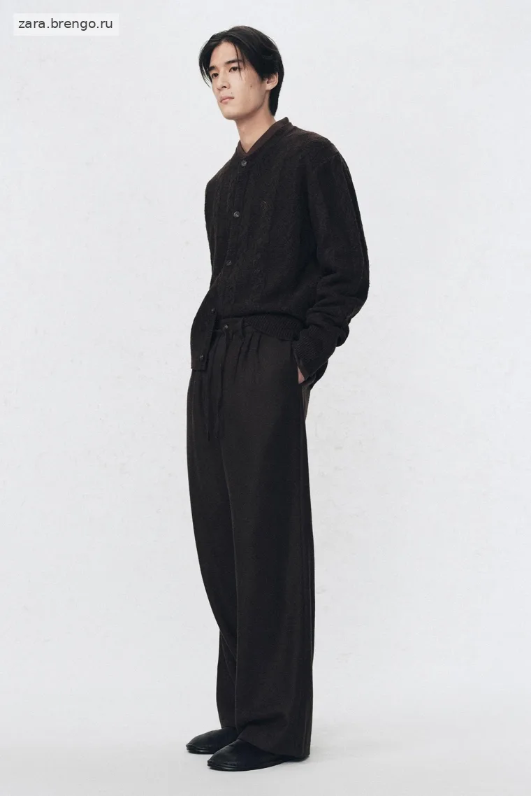 Кардиган из вязаной шерсти со сплошным узором Zara «Soshiotsuki»