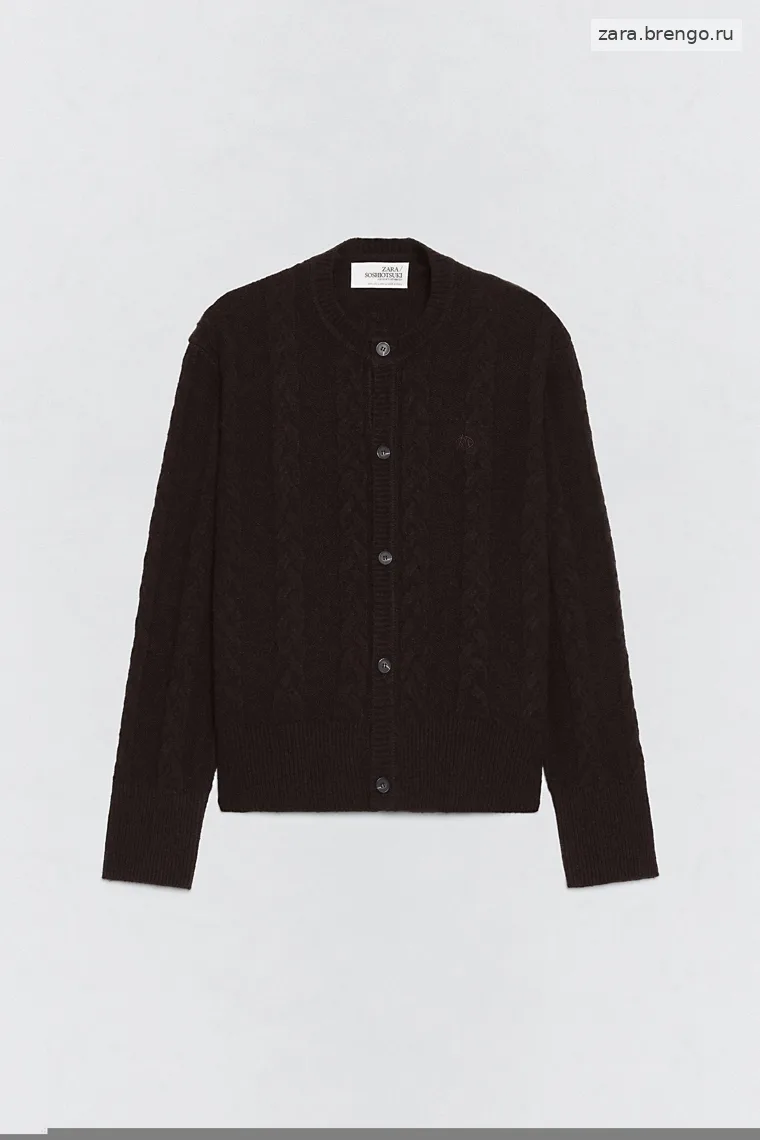 Кардиган из вязаной шерсти со сплошным узором Zara «Soshiotsuki»