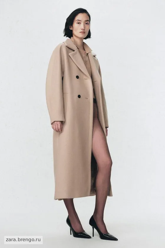 Пальто из шерстяно-миксовой пряжи Zara «Soshiotsuki»