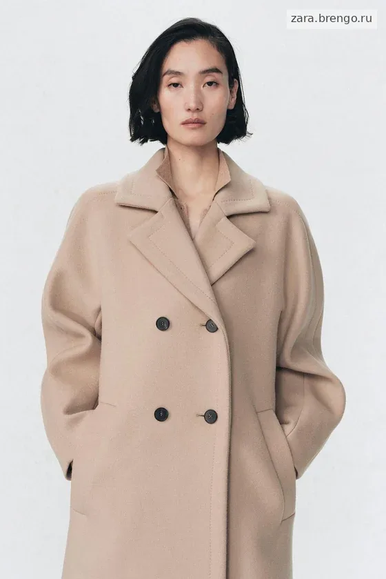Пальто из шерстяно-миксовой пряжи Zara «Soshiotsuki»