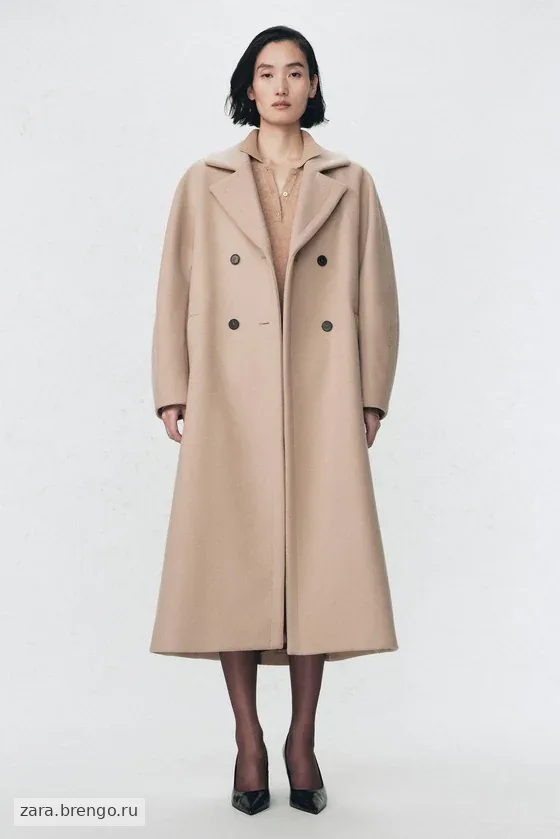 Пальто из шерстяно-миксовой пряжи Zara «Soshiotsuki»