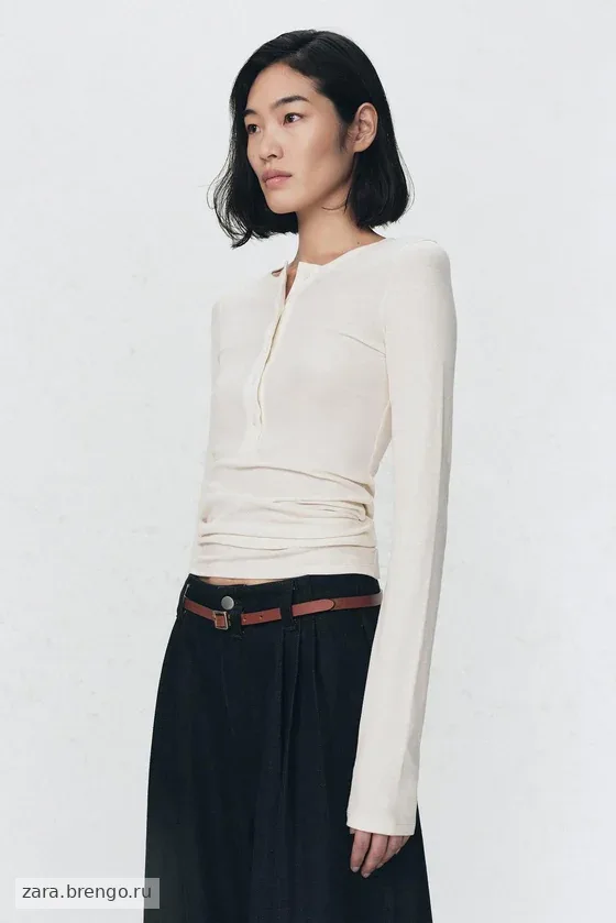 Футболка с воротником хенли от Zara «Soshiotsuki»