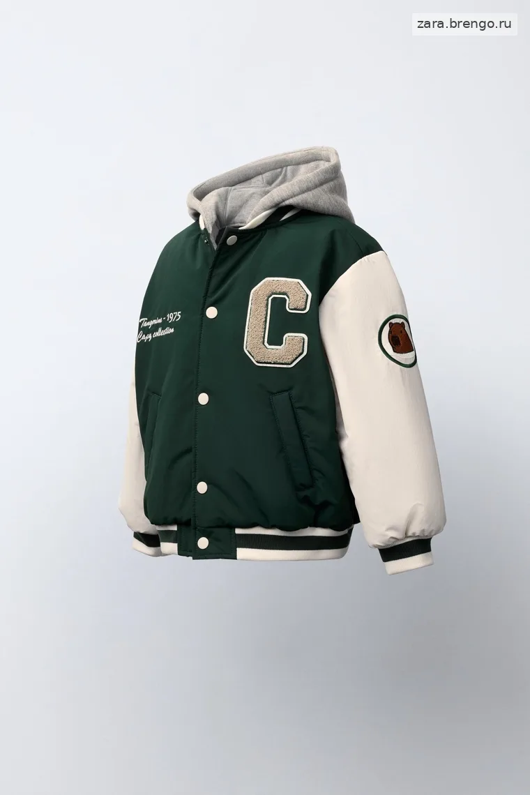 Бомбер съемным капюшоном и флисовой подкладкой nylon capibara capyfun ©