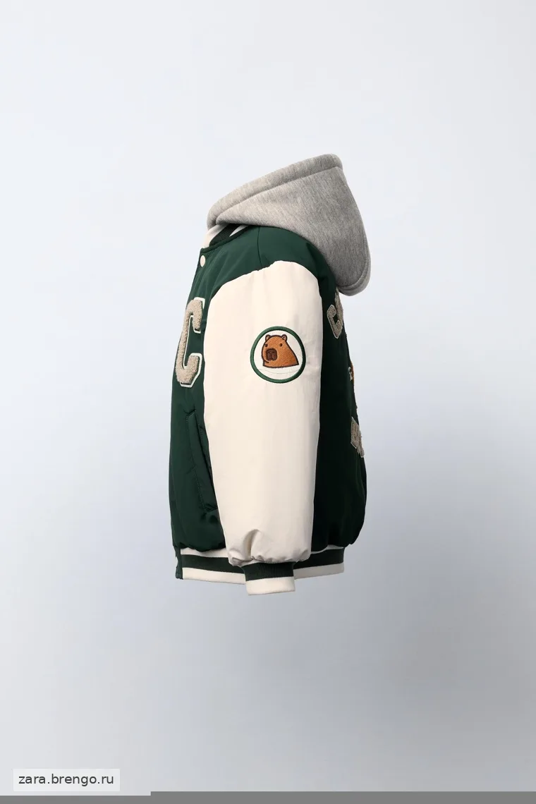 Бомбер съемным капюшоном и флисовой подкладкой nylon capibara capyfun ©
