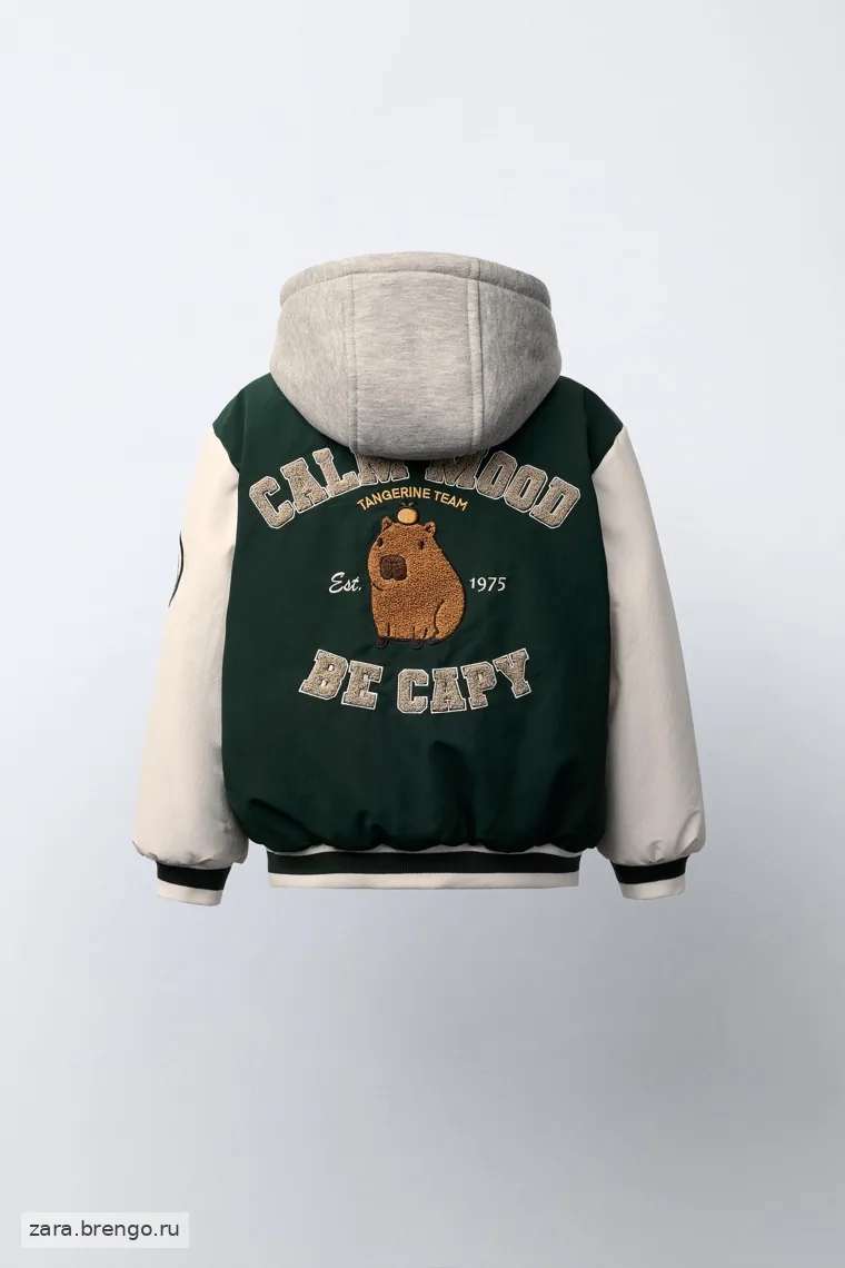 Бомбер съемным капюшоном и флисовой подкладкой nylon capibara capyfun ©