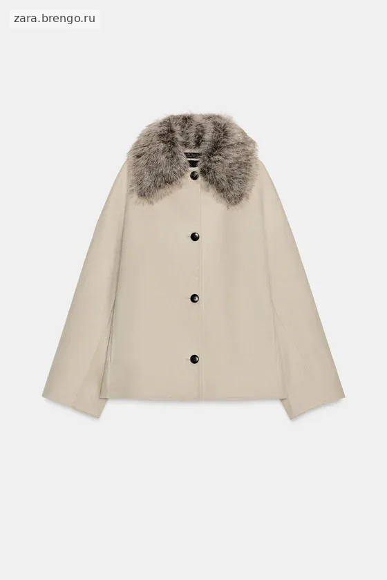 КУРТКА С ШЕРСТЬЮ И ВОРОТНИКОМ ИЗ ИСКУССТВЕННОГО МЕХА — коллекция Zara «ZW»