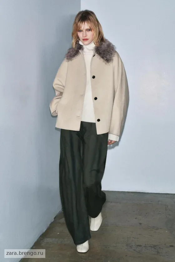КУРТКА С ШЕРСТЬЮ И ВОРОТНИКОМ ИЗ ИСКУССТВЕННОГО МЕХА — коллекция Zara «ZW»