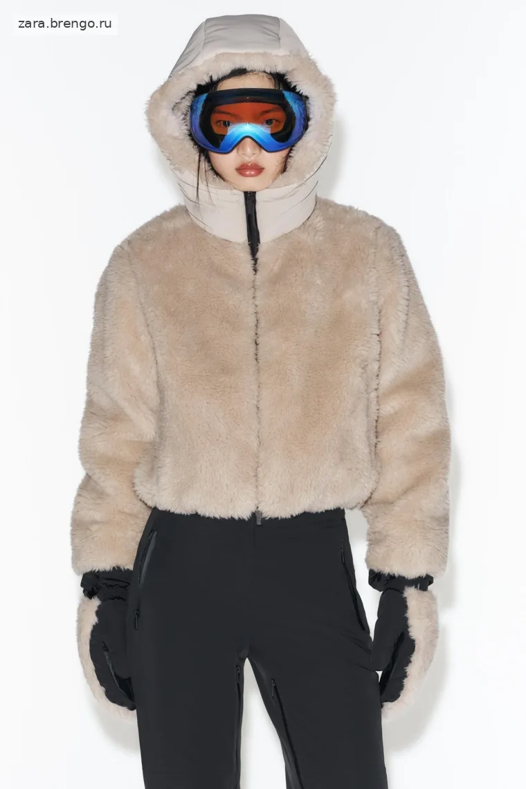 Короткий пуховик с мехом на капюшоне Zara «Athleticz»