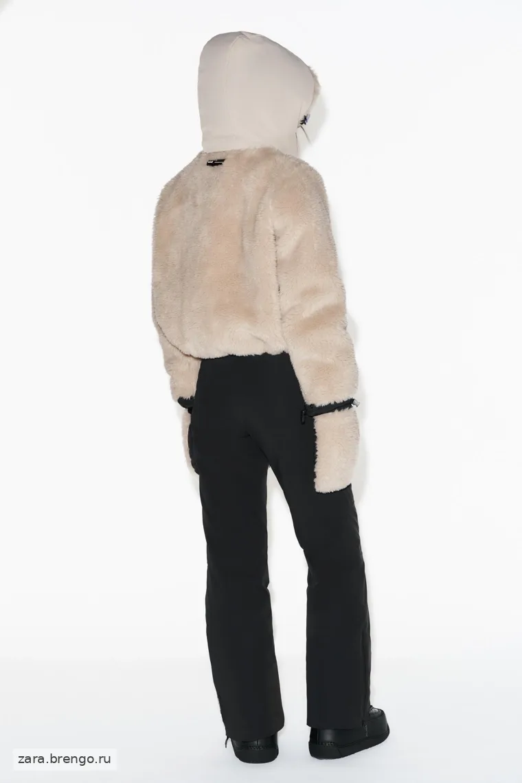 Короткий пуховик с мехом на капюшоне Zara «Athleticz»