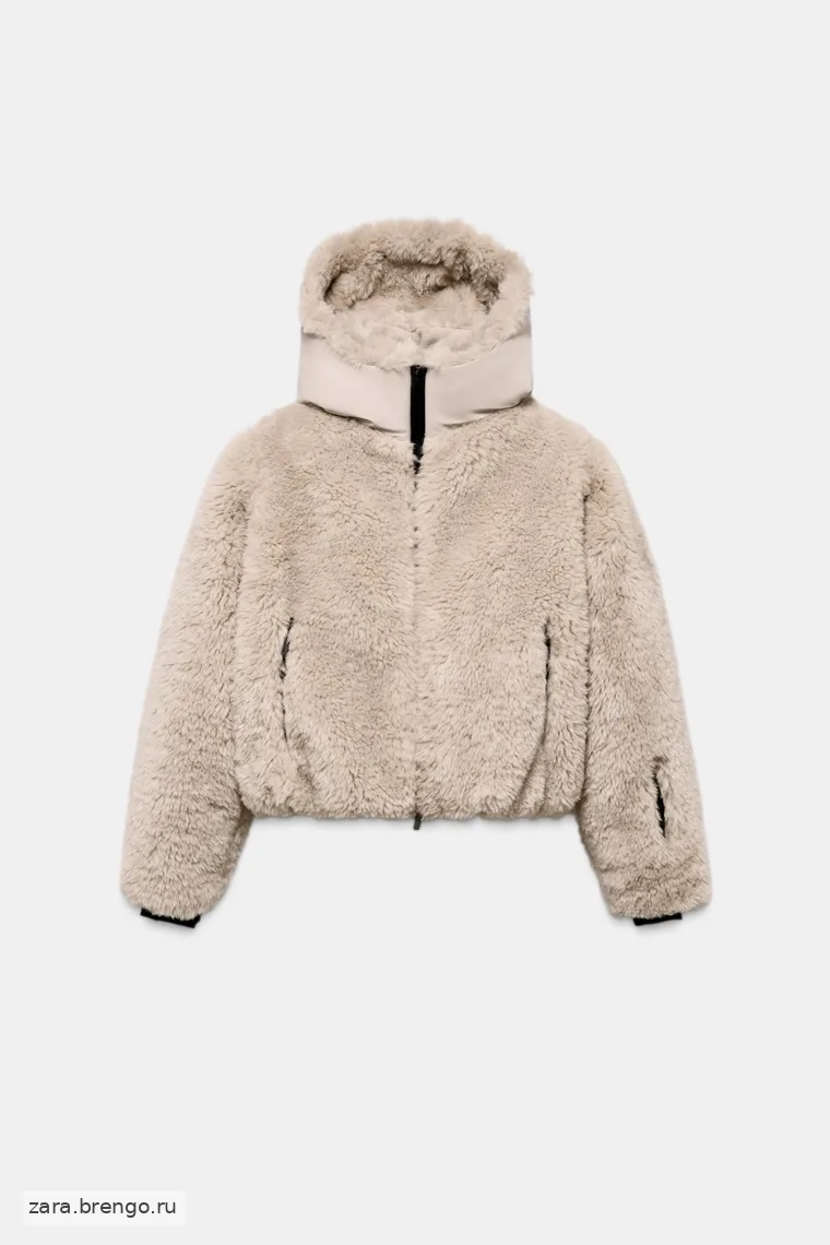 Короткий пуховик с мехом на капюшоне Zara «Athleticz»