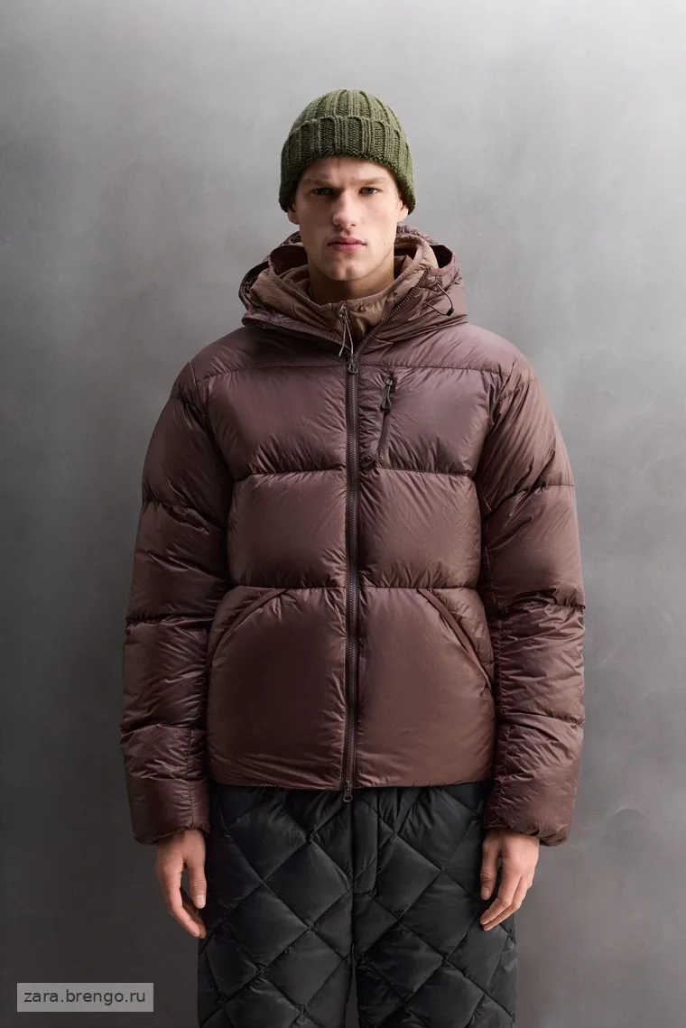 Пуховик для горных лыж 100% пуха с бордовым оттенком Zara «Athleticz»