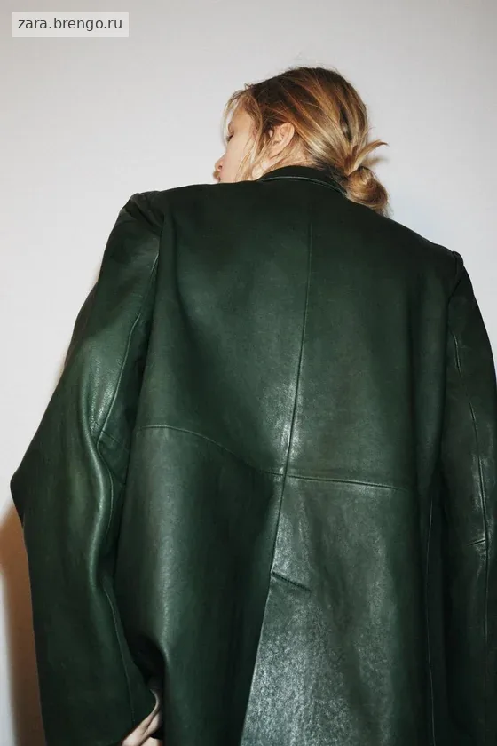 Укороченный кожаный блейзер с двубортной застежкой Zara «ZW» 