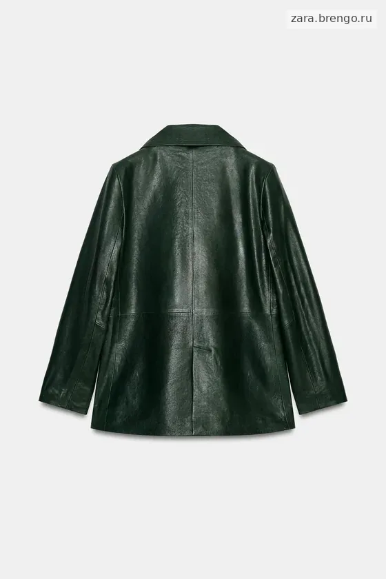 Укороченный кожаный блейзер с двубортной застежкой Zara «ZW» 