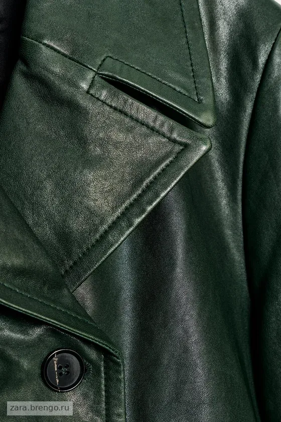Укороченный кожаный блейзер с двубортной застежкой Zara «ZW» 