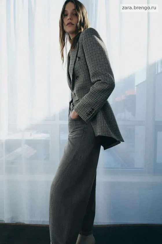 АСИММЕТРИЧНЫЙ БЛЕЙЗЕР В КЛЕТКУ ИЗ ШЕРСТЯНОЙ ТКАНИ — коллекция Zara «ZW» 